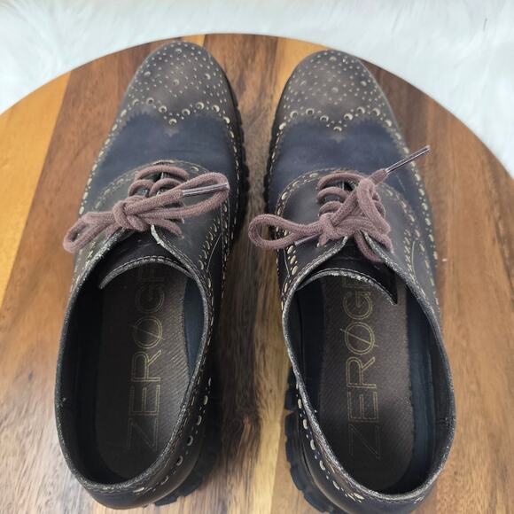 Cole Haan ZeroGrand Brogue Brown Black Design Men's Dress Shoes 8.5 - Picture 7 of 9